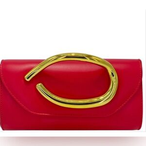 Elegant Red Clutch with Gold Accent